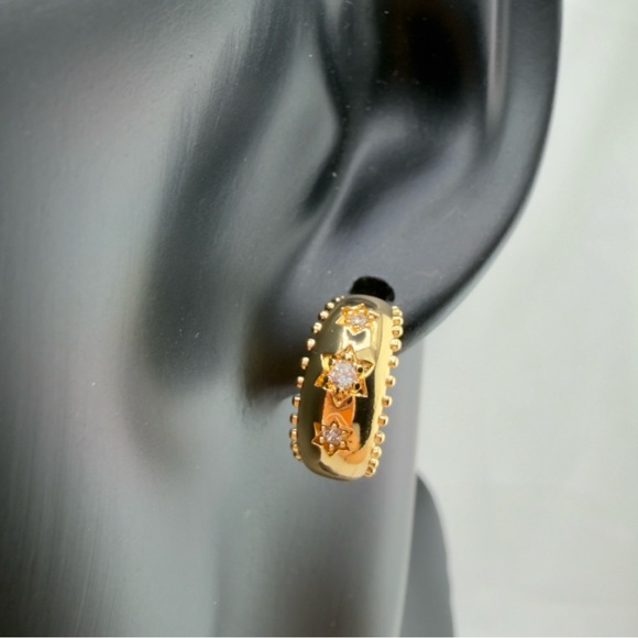 Elegant Gold and Silver Hoop Earrings - Picture 3 of 11